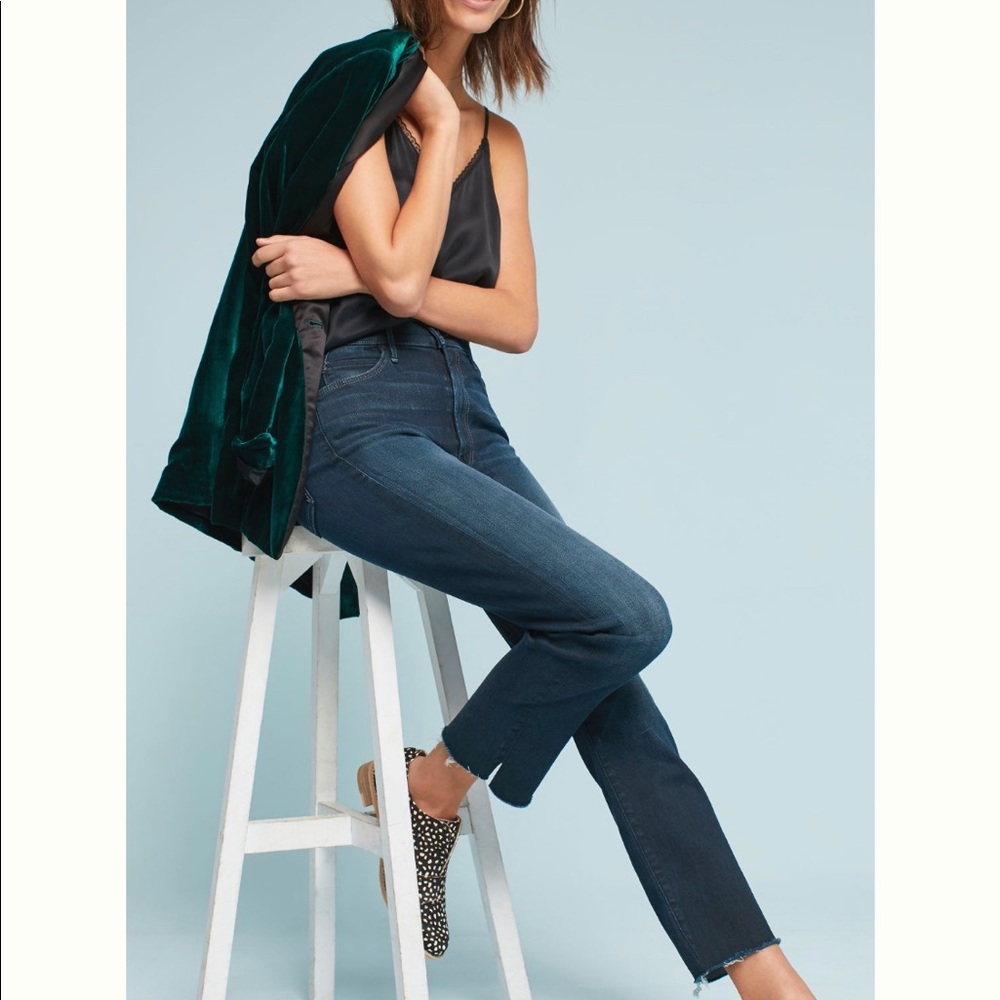 Mother The Rascal High Rise Straight Cropped Jeans